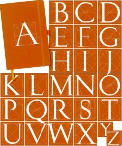 Personalised Personalised Notebook - Constructed Initial -Literary Gift Shop grid orange