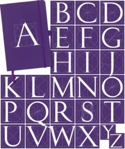 Personalised Personalised Notebook - Constructed Initial -Literary Gift Shop grid purple