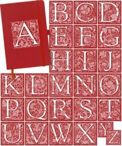 Personalised Personalised Notebook - Decorated Initial -Literary Gift Shop red grid 5x6 b